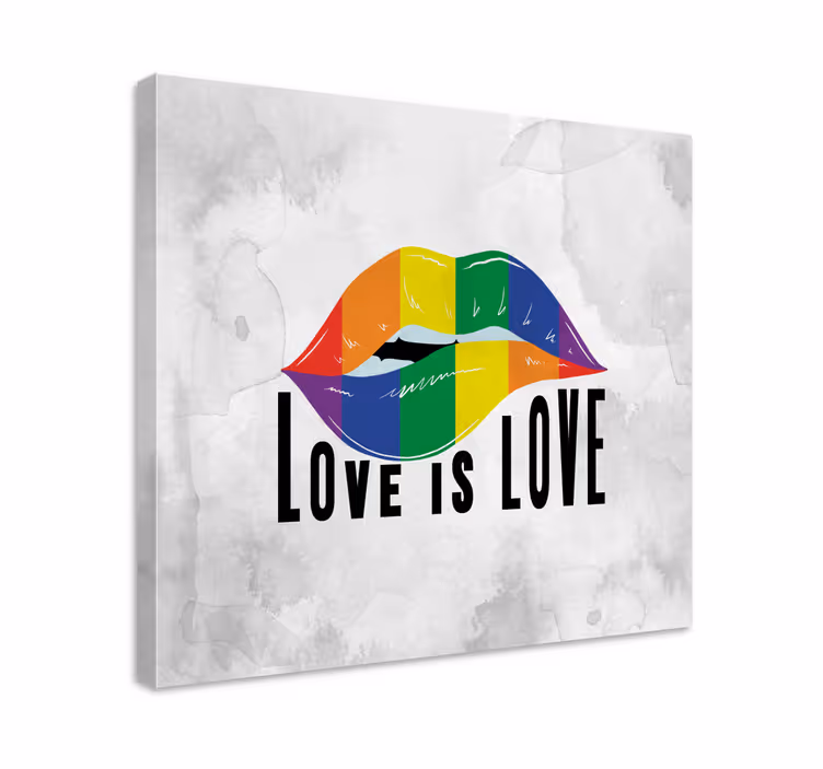 Quadro vintage abbraccio di labbra arcobaleno - TenStickers