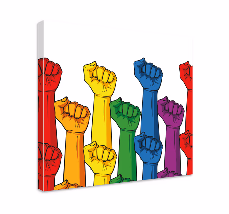 Quadro con frase pugni colorati alti - TenStickers