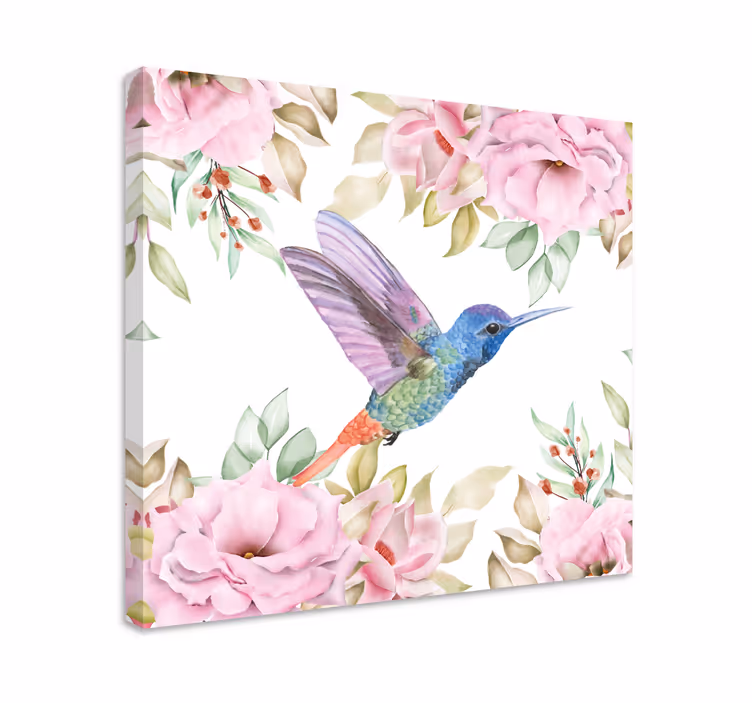 Quadro con uccelli colibrì tra le rose - TenStickers