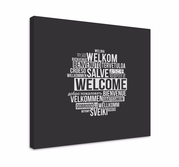 Quadro con frase messaggio di benvenuto globale - TenStickers