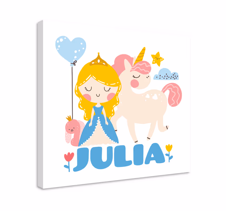 Quadro per bambini principessa con unicorno - TenStickers