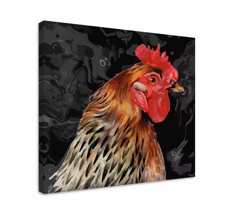Quadro con animali e insetti ritratto di gallo vibrante - TenStickers