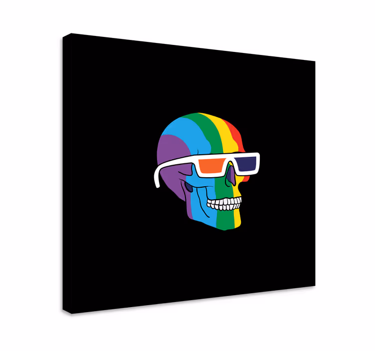 Dipinto frutta e natura morta occhiali teschio arcobaleno - TenStickers