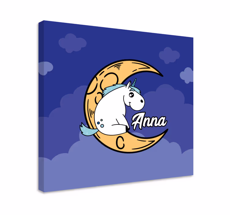 Quadro unicorno scena della luna - TenStickers