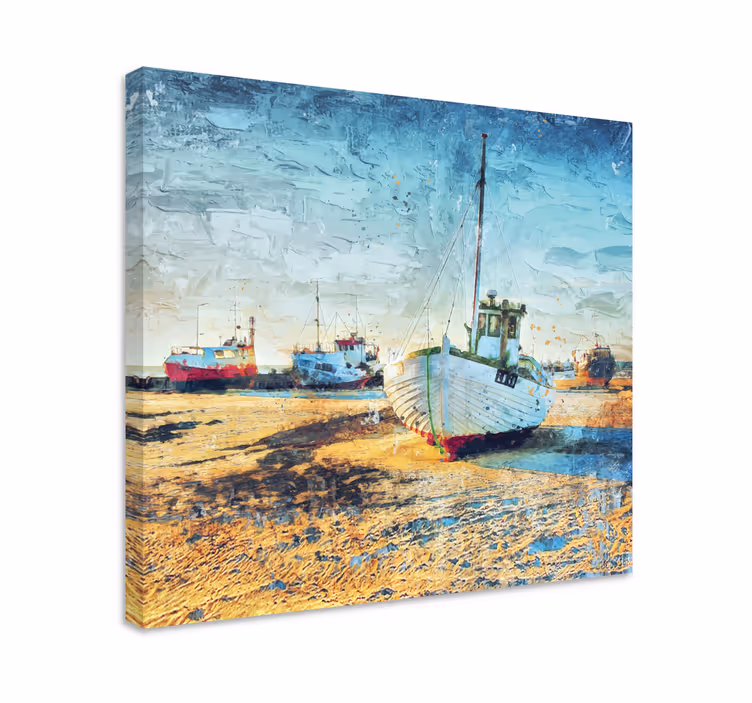 Quadro paesaggio barche da pesca ormeggiate - TenStickers