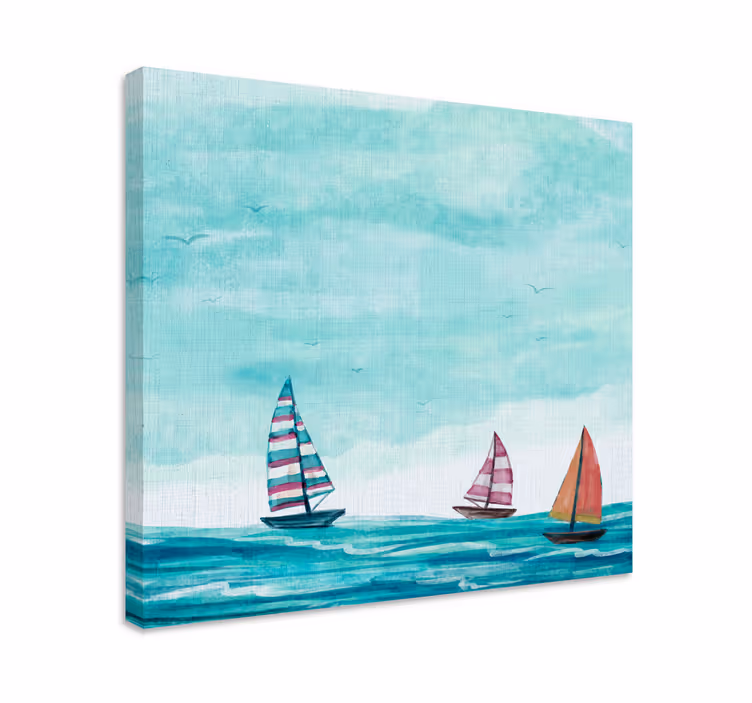Dipinto marinaio barche a vela in mare - TenStickers