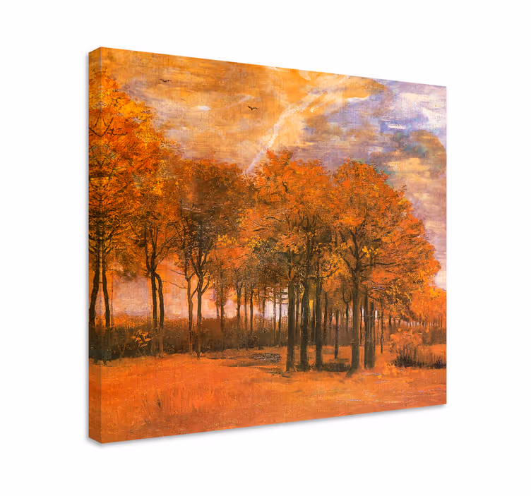 Quadro paesaggio scena albero autunnale - TenStickers
