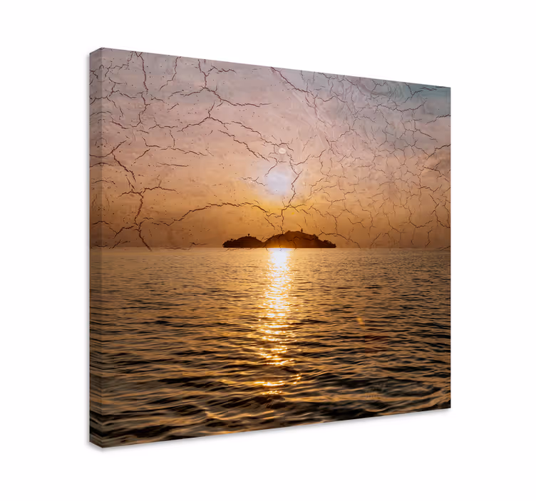 Quadro paesaggio crepuscolo sopra le onde - TenStickers