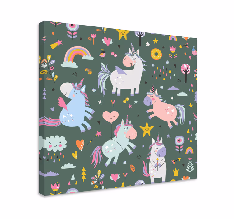 Quadro unicorno parata di unicorni magici - TenStickers