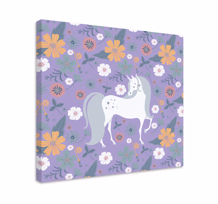 Quadro con elefanti incantevoli fiori unicorno - TenStickers