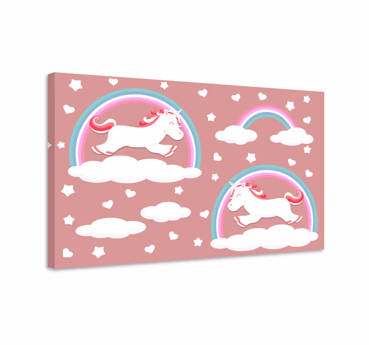 Dipinto dinosauri e unicorni tra le nuvole - TenStickers