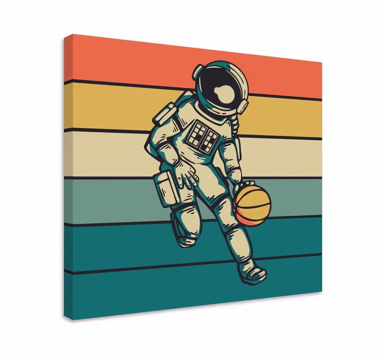 Quadri sportivi cosmonauta impegnato nel basket - TenStickers