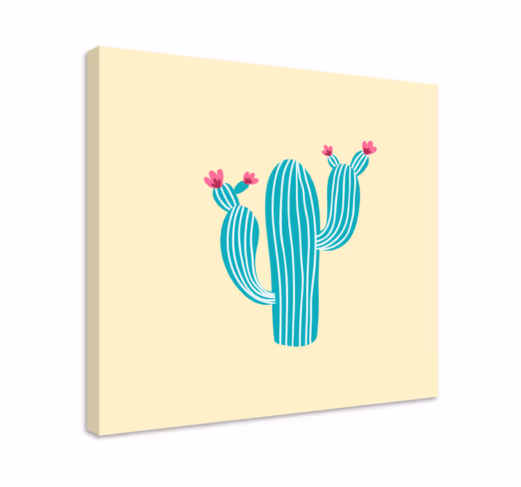 Dipinto fiori e piante cactus con fiori - TenStickers