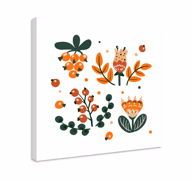 Dipinto fiori e piante elementi floreali astratti - TenStickers