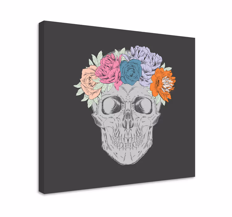 Dipinto fiori e piante composizione floreale teschio - TenStickers