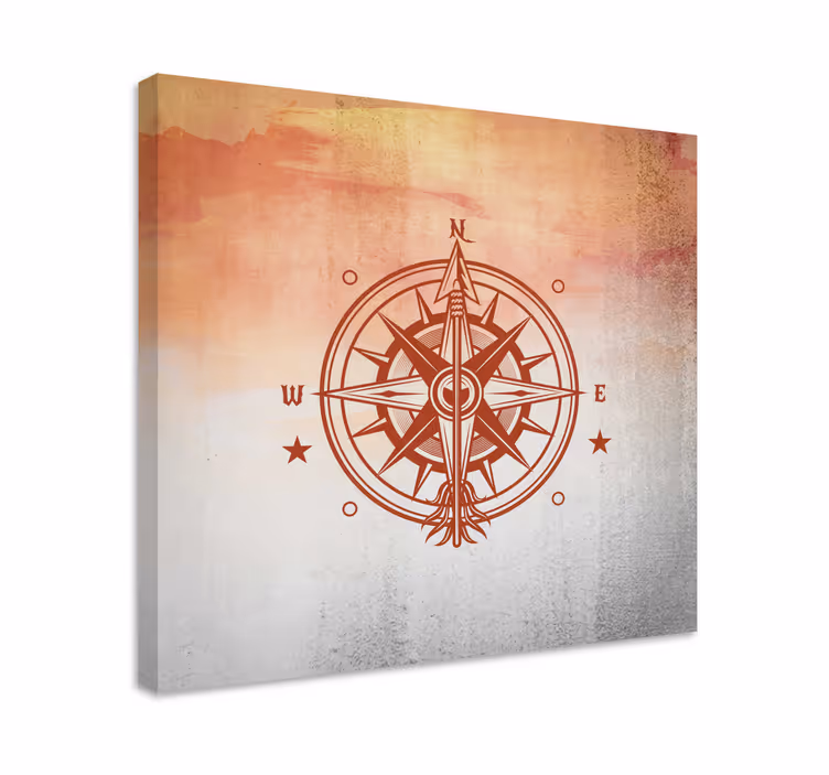 Quadro mappamondo design rosa dei venti - TenStickers