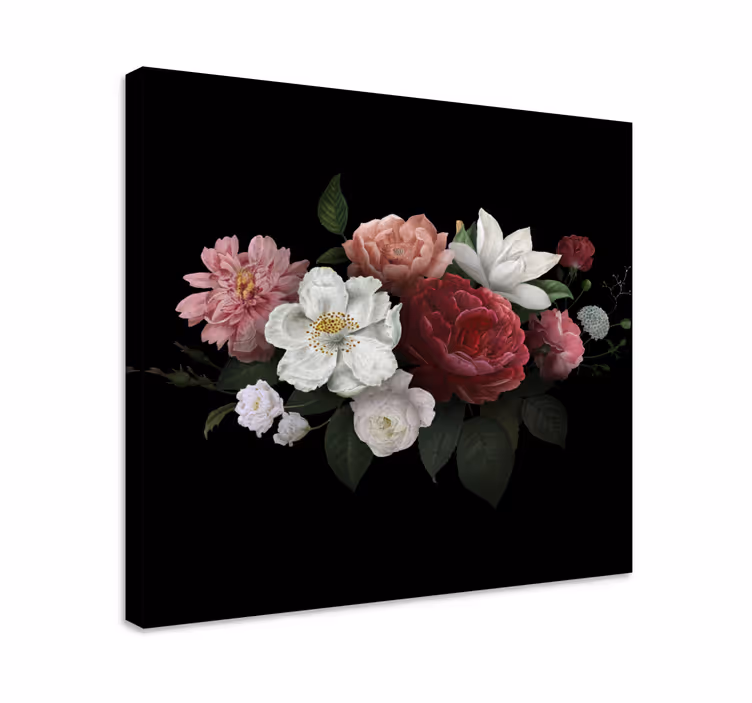 Dipinto fiori e piante composizione floreale drammatica - TenStickers