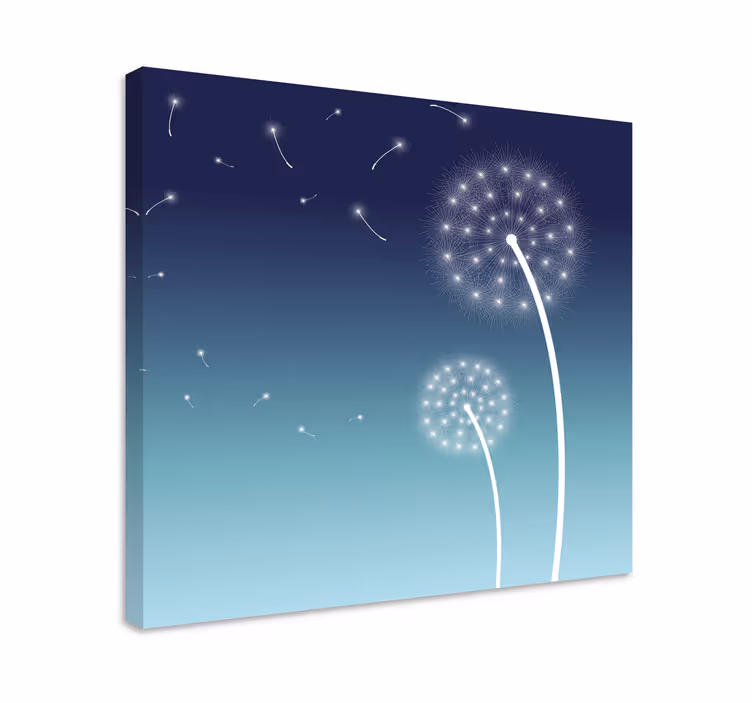 Dipinto fiori e piante soffici denti di leone galleggianti - TenStickers