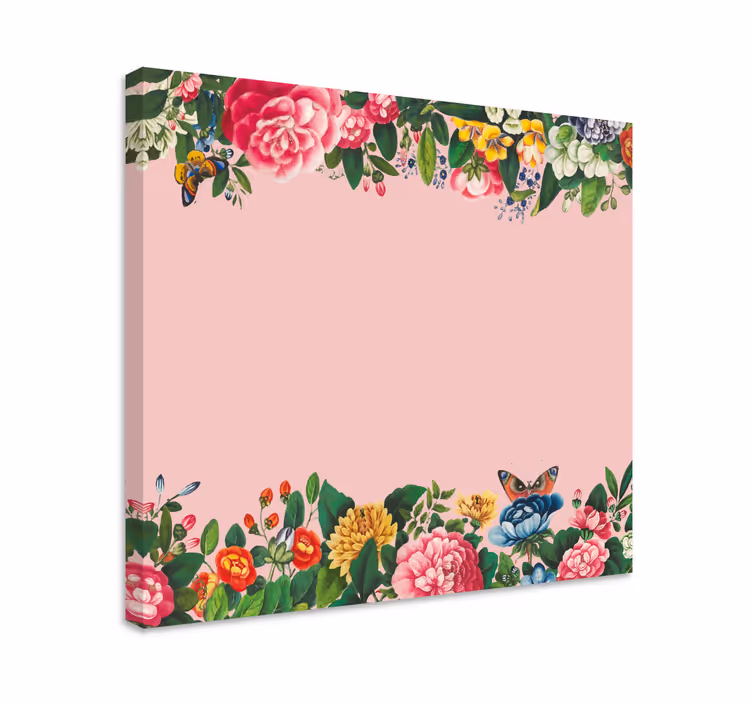 Dipinto fiori e piante bordo floreale vibrante - TenStickers