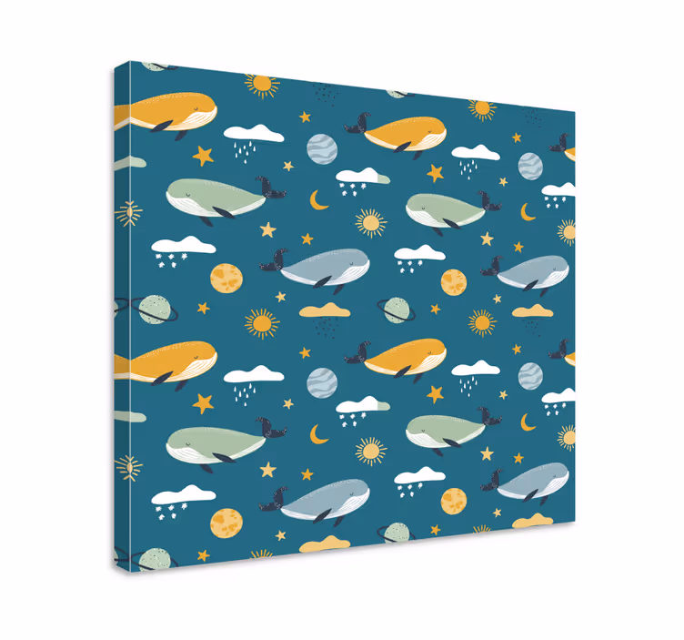 Dipinto arte balene nello spazio - TenStickers