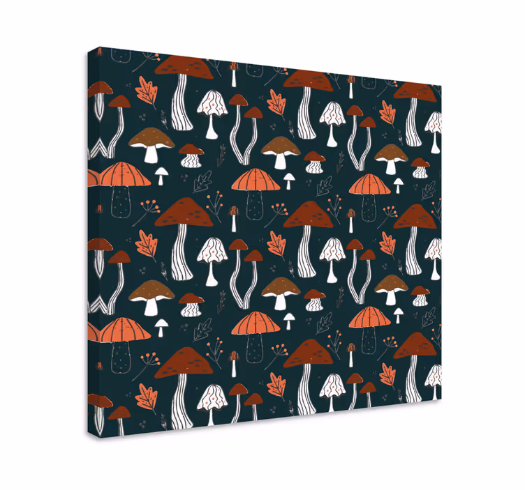 Dipinto fiori e piante design a motivi funghi - TenStickers