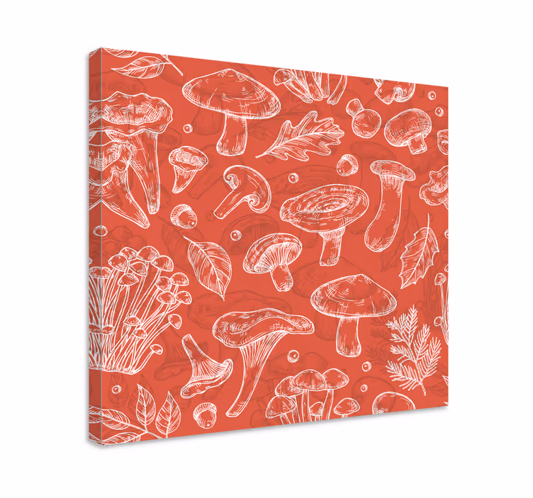 Dipinto fiori e piante fungo e foglia - TenStickers