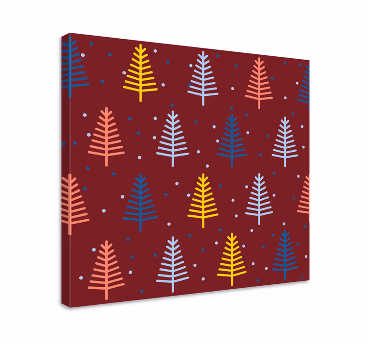 Quadro con alberi rami di pino colorati - TenStickers