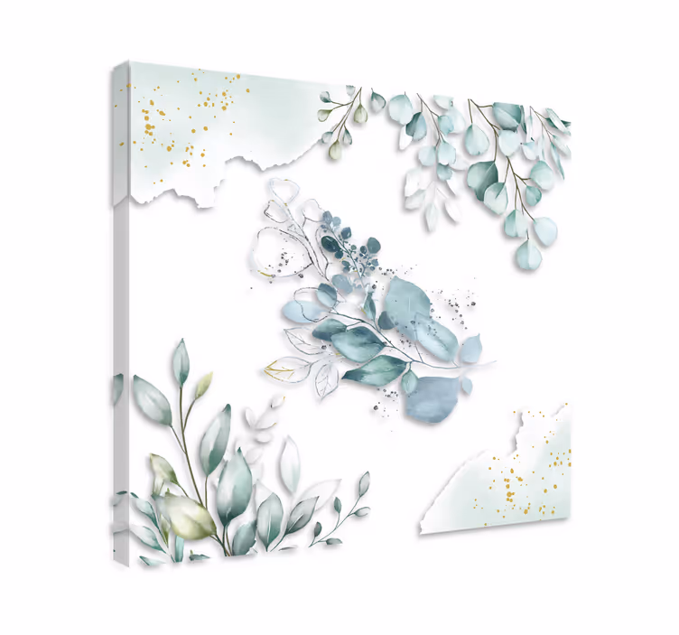 Dipinto fiori e piante composizione di foglie di eucalipto - TenStickers