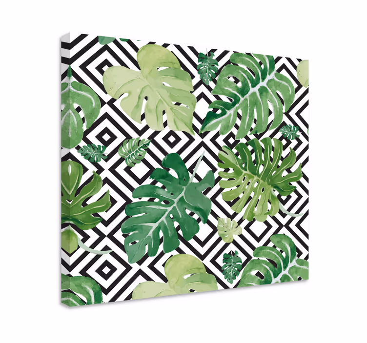 Dipinto fiori e piante motivo foglie tropicali - TenStickers