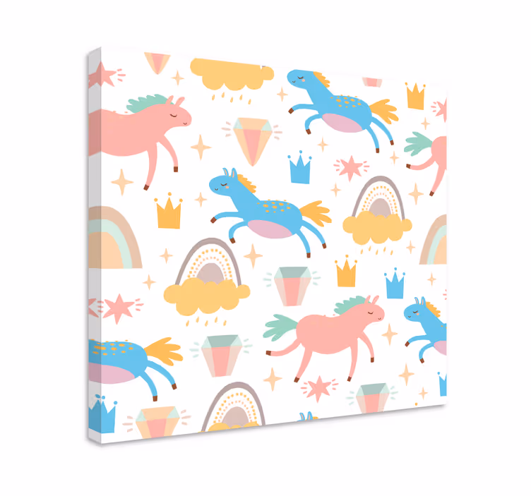 Quadro con cavallo unicorni colorati al galoppo - TenStickers