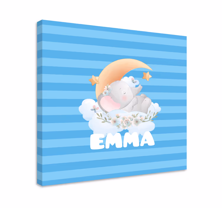 Quadri cameretta neonato sogni di elefante che dorme - TenStickers