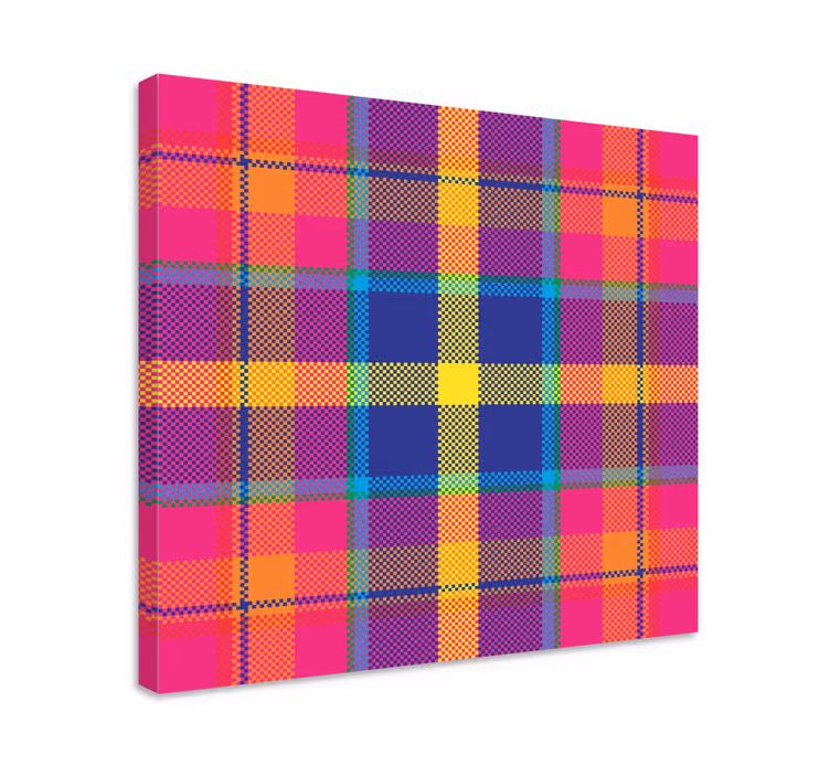 Dipinto geometrico motivo a scacchi colorato - TenStickers
