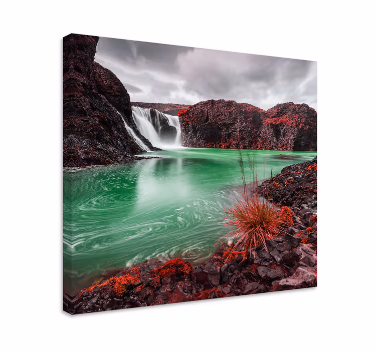 Quadro paesaggio cascata con piscina verde - TenStickers