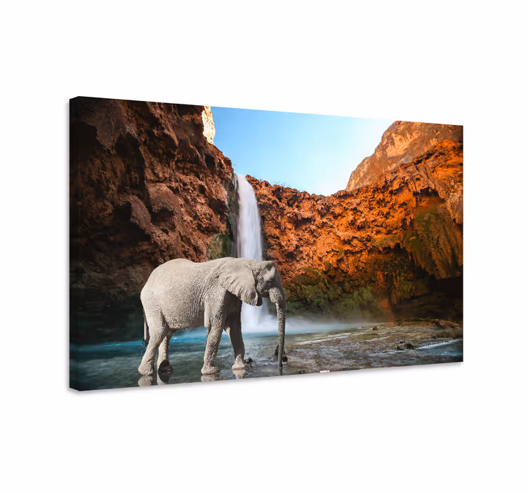 Quadro con elefanti oasi di elefanti maestosi - TenStickers