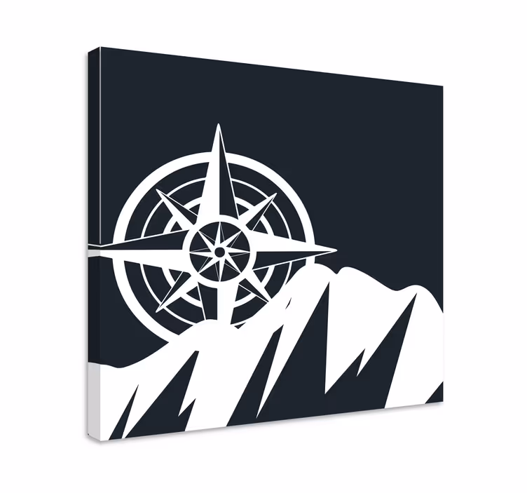 Quadro mappamondo bussola e montagne - TenStickers
