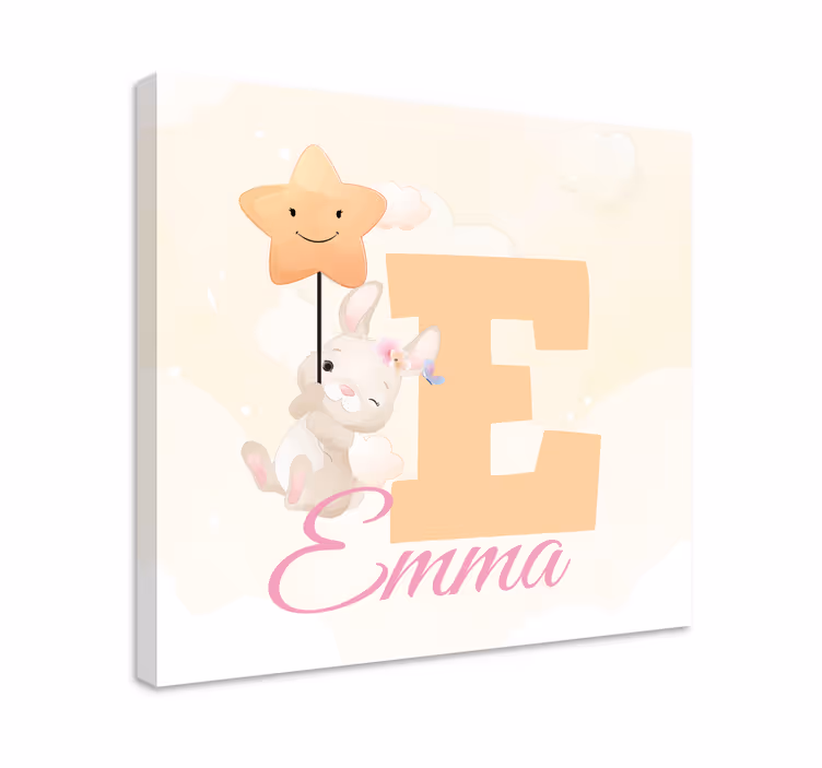 Quadro 3d coniglio felice che tiene una stella - TenStickers