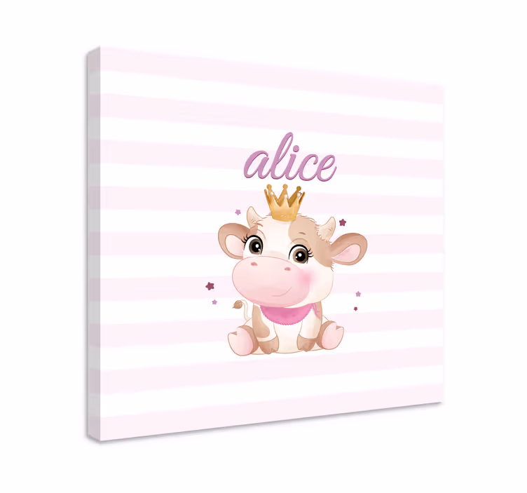 Quadro con animali e insetti principessa mucca carina - TenStickers