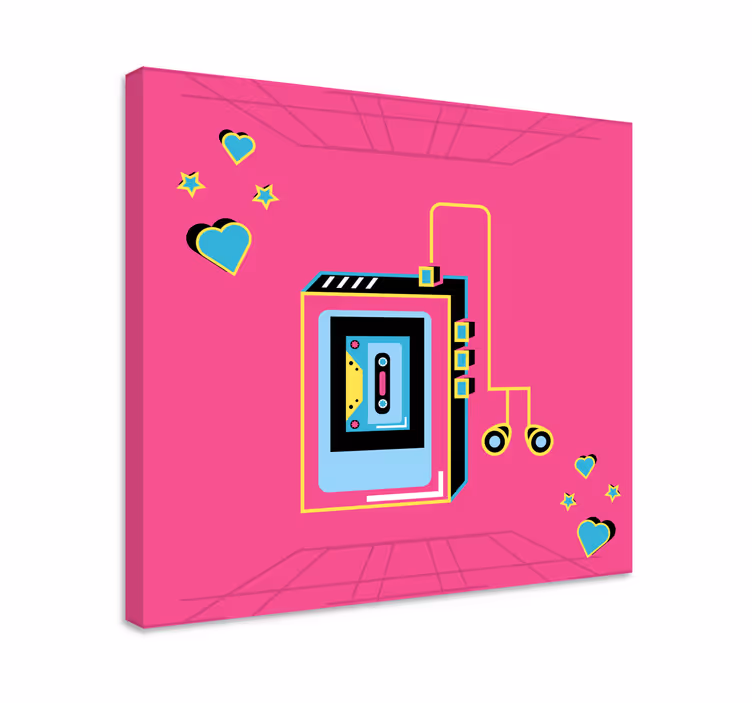 Quadro musicale amore cassetta retro - TenStickers