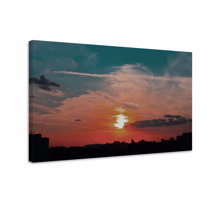 Quadro paesaggio skyline urbano al crepuscolo - TenStickers