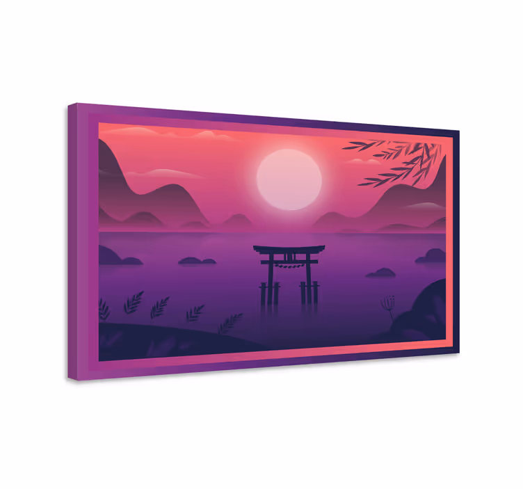 Dipinto orientale cancello torii al tramonto - TenStickers