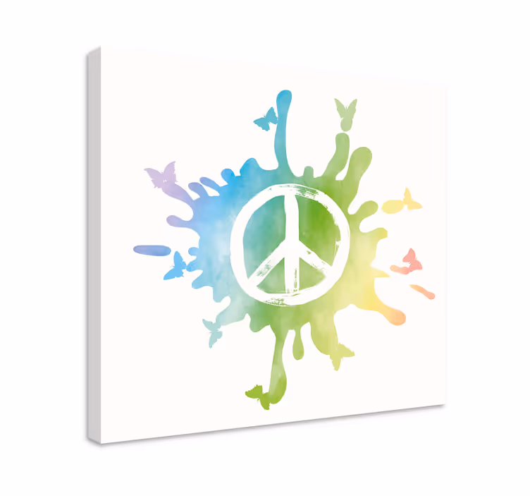 Quadro rustico splash di simboli di pace - TenStickers