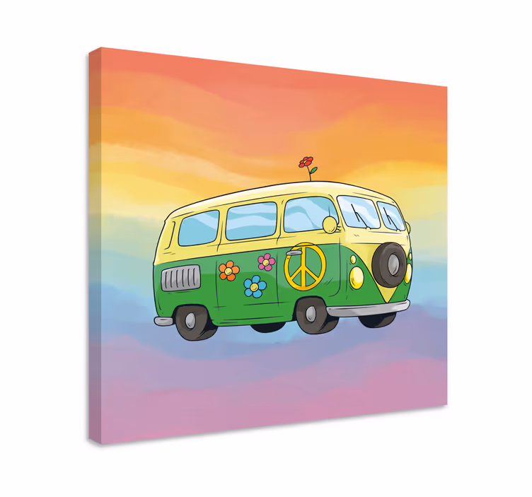 Quadro vintage furgone della pace colorato - TenStickers
