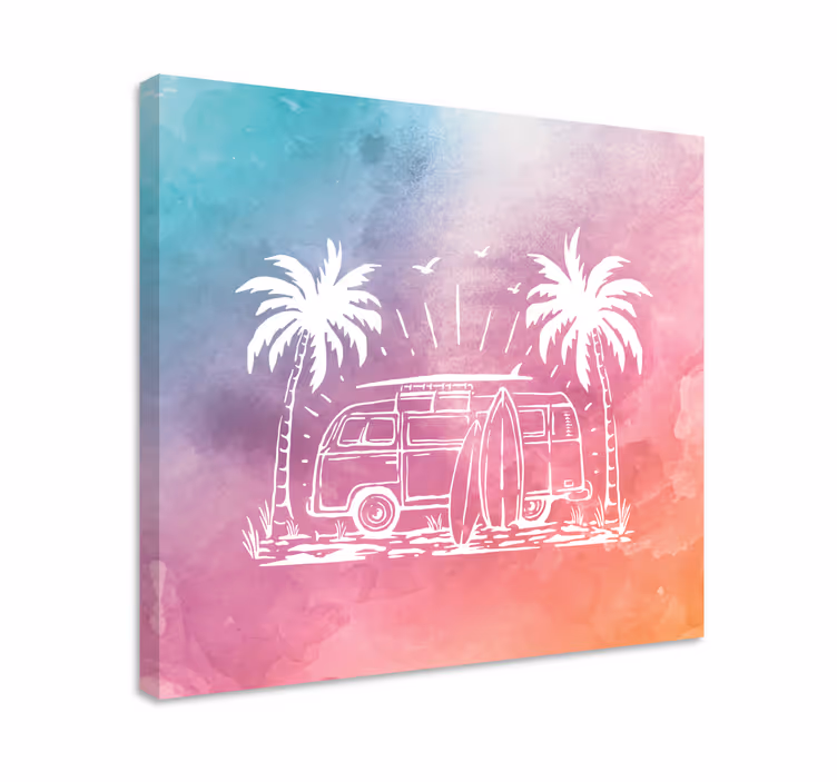 Quadro città e paesi furgone surf retrò - TenStickers