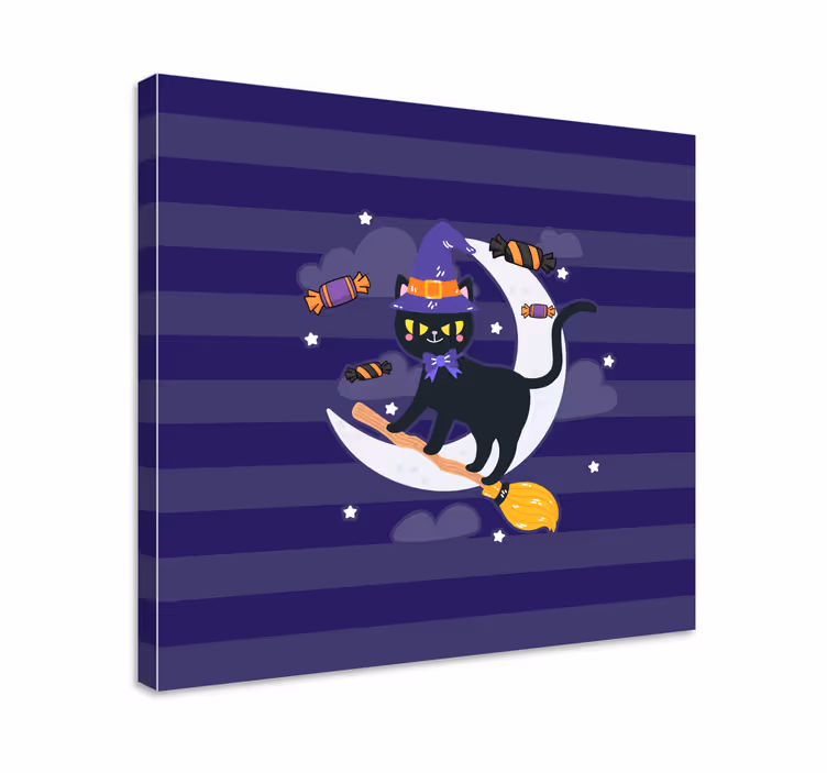 Quadro gatto strega del gatto nero - TenStickers