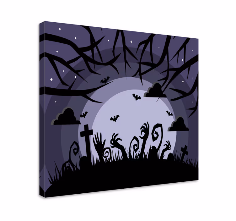 Quadro con testo scena di cimitero inquietante - TenStickers