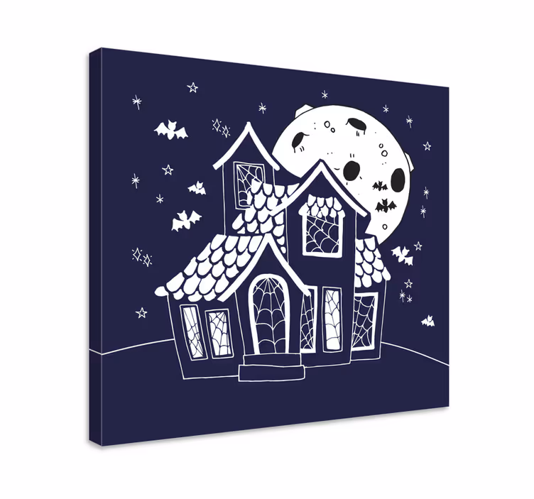 Quadro paesaggio silhouette casa infestata - TenStickers