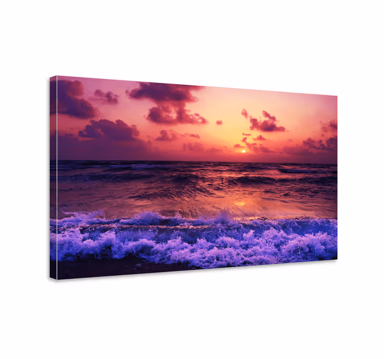 Quadro paesaggio onde di un tramonto vibrante - TenStickers