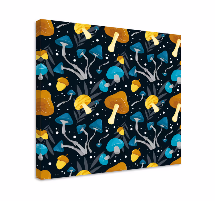 Dipinto fiori e piante motivo foresta di funghi - TenStickers
