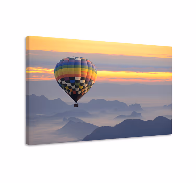 Quadro paesaggio pallone aerostatico colorato - TenStickers
