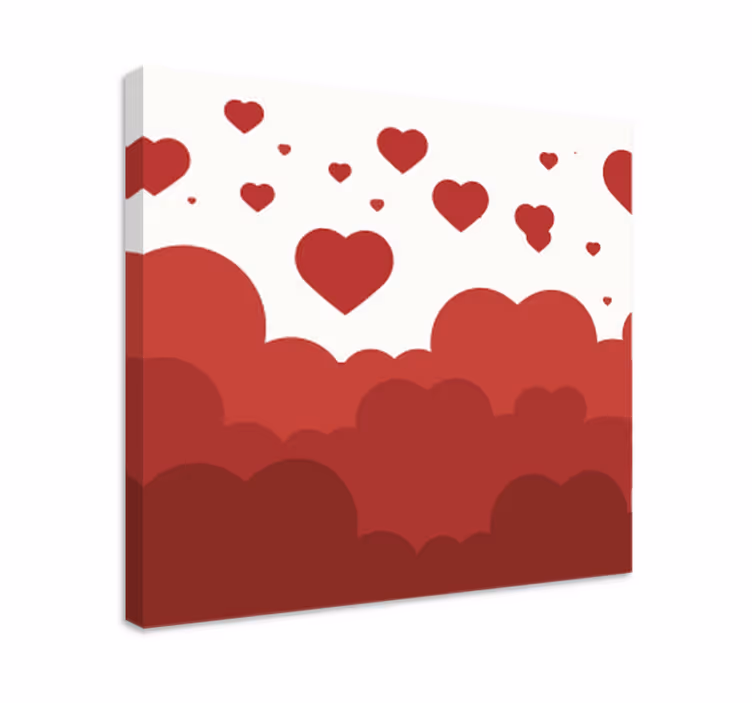 Quadro camera da letto Disegno nuvola cuore rosso - TenStickers